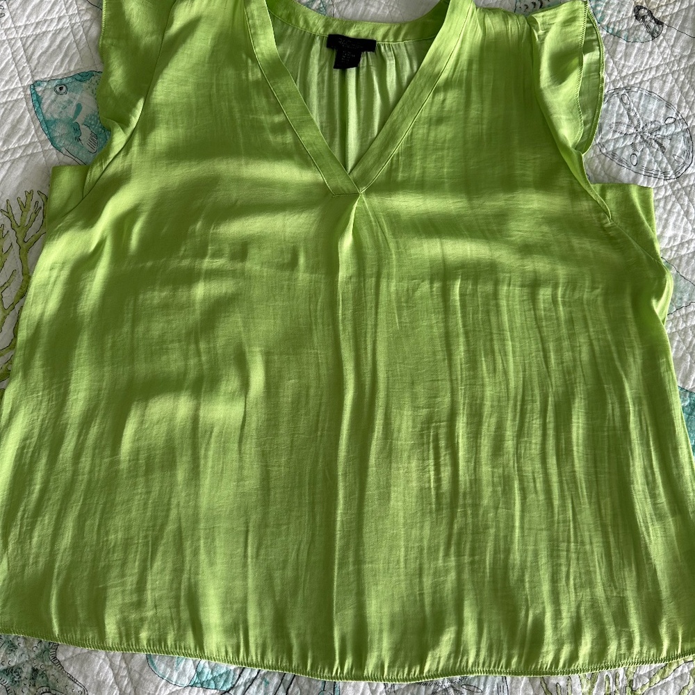 Ruffled sleeve top, lime green